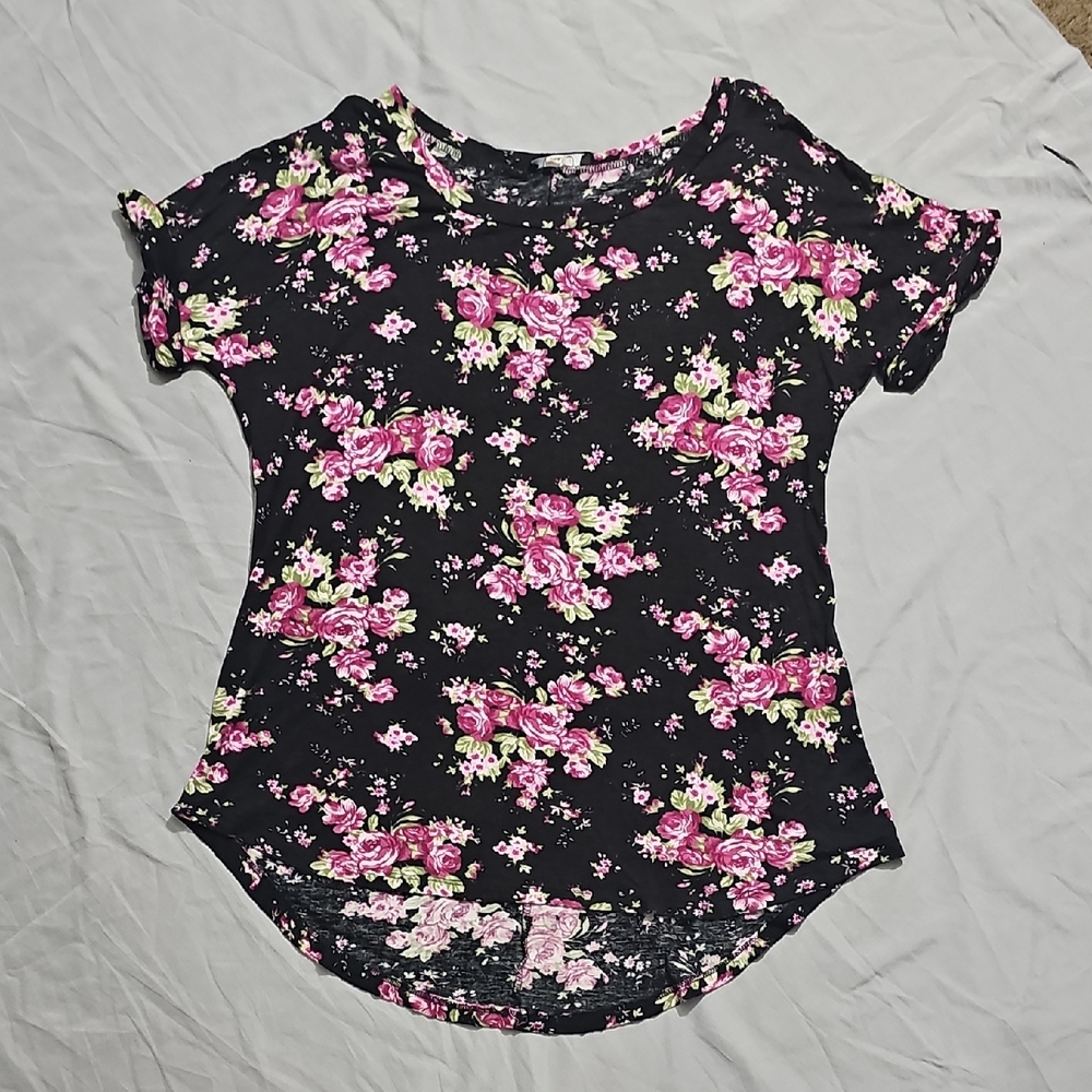 Floral Black and Pink Women's Top Deb